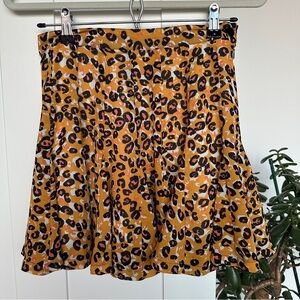 MINKPINK Orange and Pink Pleated Flowy Mini Skirt, EUC